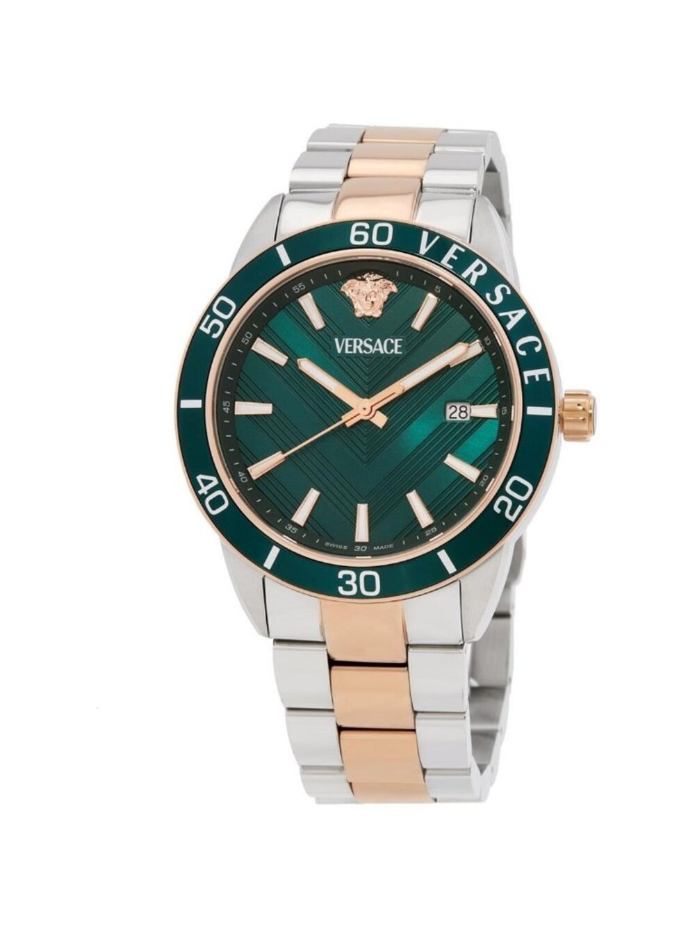NWT Versace Greca Urban Quartz Green Dial Men's Watch